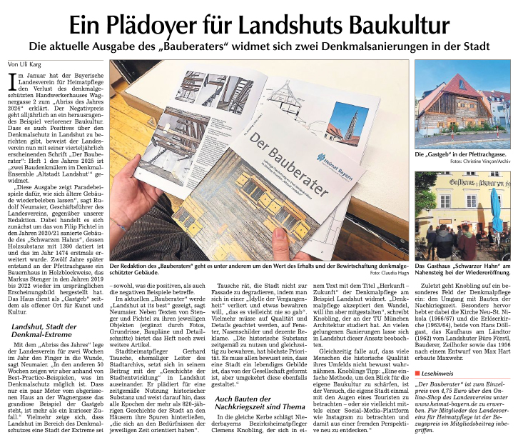 Kalender des Landshuter Bauzunfthauses